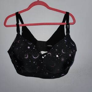 New Torrid Black Silver Stars Moon Boost Bra 46DDD No Wire